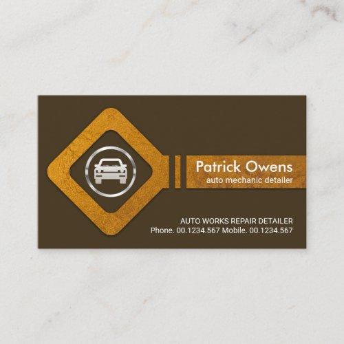 Gold Auto Wrench Grunge Detailing Business Card