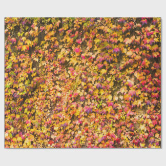 Gold autumn colors ivy wall wrapping paper