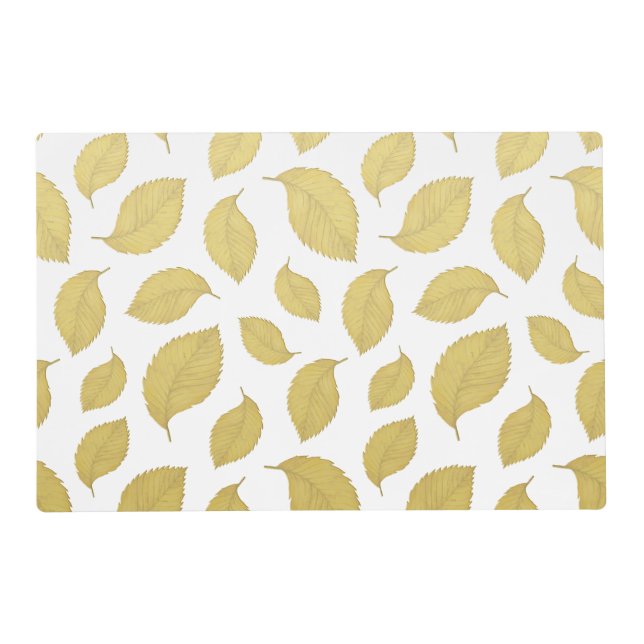 Gold Autumn Leaves & Maple Leaves - Double Sided Placemat (Front)
