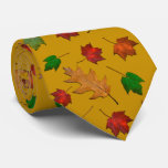 Gold Autumn Leaves Pattern Neck Tie at Zazzle