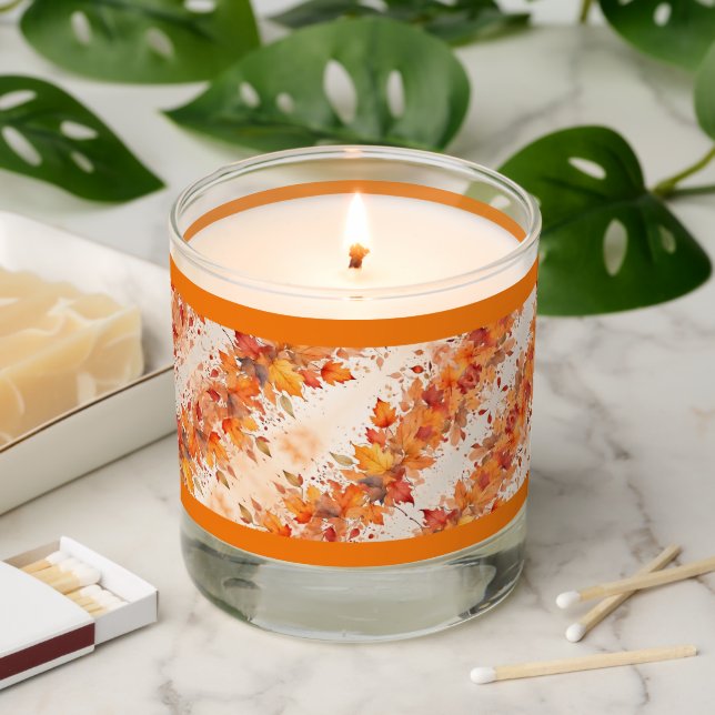 Gold Autumn Leaves Scented Candle (Lit)