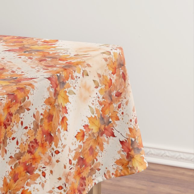 Gold Autumn Leaves Tablecloth (In Situ)