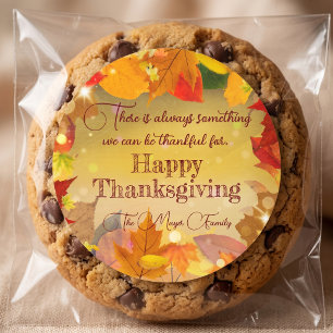 Gold Autumn Thanksgiving Family Favor Classic Round Sticker