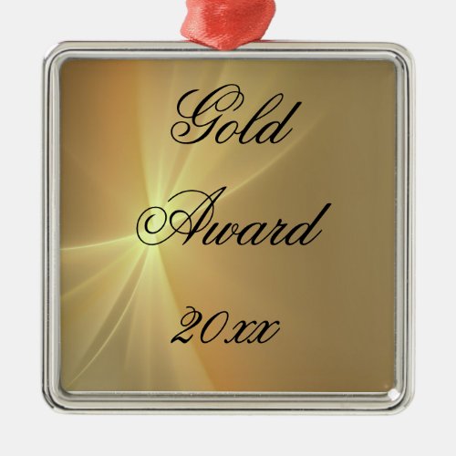 Gold Award Christmas Ornament Metal Square Custom