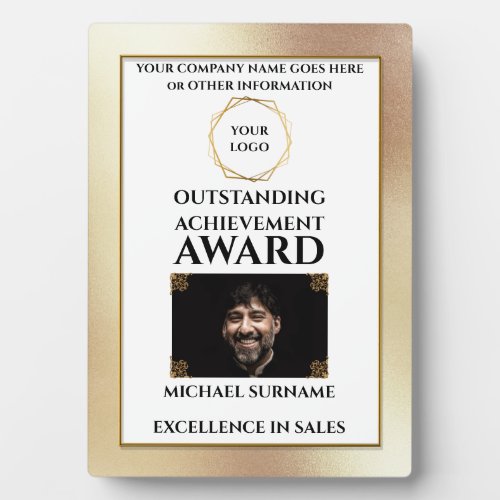 Gold award DIY logo recognition employee Plaque