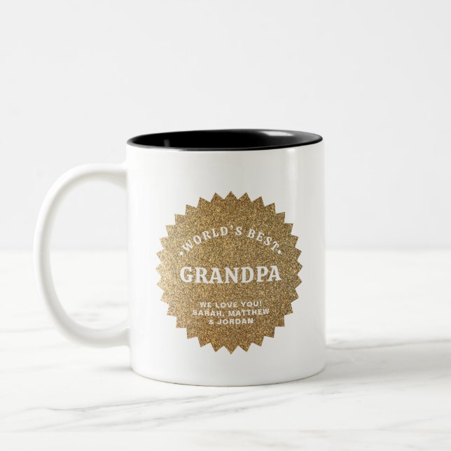 Gold Award World's Best Grandpa Personalized Two-Tone Coffee Mug (Left)