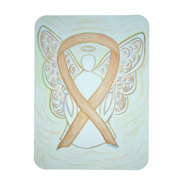 Gold Awareness Ribbon Angel Art Magnet (Vertical)
