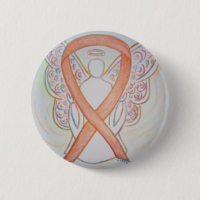 Gold Awareness Ribbon Angel Custom Art Button (Front)