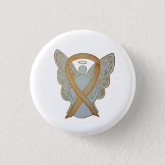 Gold Awareness Ribbon Angel Custom Art Pin