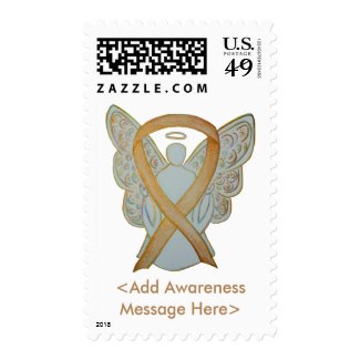 Gold Awareness Ribbon Angel Custom Postage Stamps