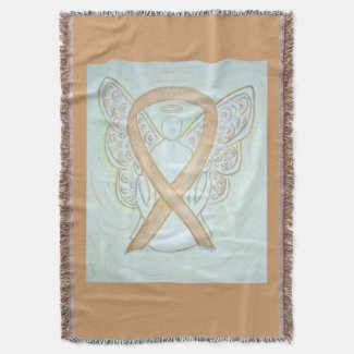 Gold Awareness Ribbon Angel Custom Throw Blanket