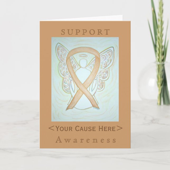 Gold Awareness Ribbon Angel Customized Card (Front)