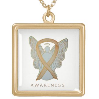 Gold Awareness Ribbon Angel Jewelry Necklace