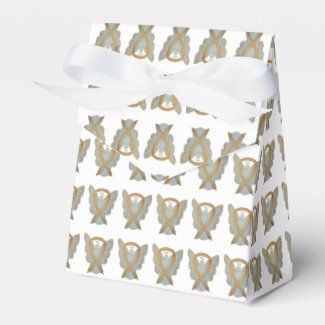 Gold Awareness Ribbon Angel Party Favor Boxes