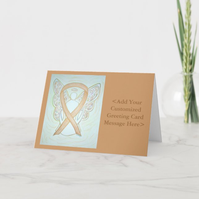 Gold Awareness Ribbon Angel Personalized Cards (Front)