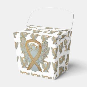 Gold Awareness Ribbon Angel Take Out Favor Boxes