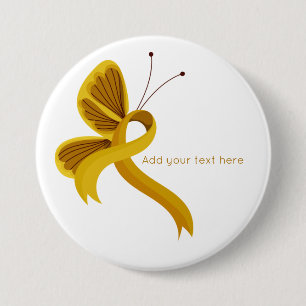 Gold Awareness Ribbon Butterfly  Button
