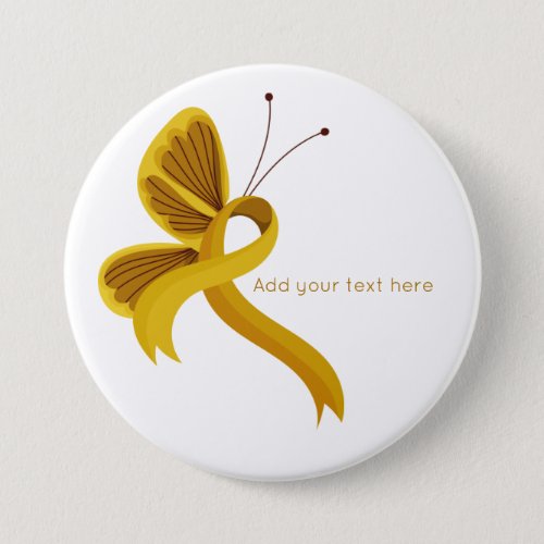 Gold Awareness Ribbon Butterfly  Button