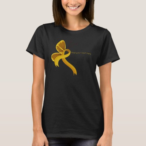 Gold Awareness Ribbon Butterfly T_Shirt