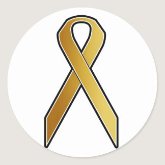 Gold Awareness Ribbon Classic Round Sticker