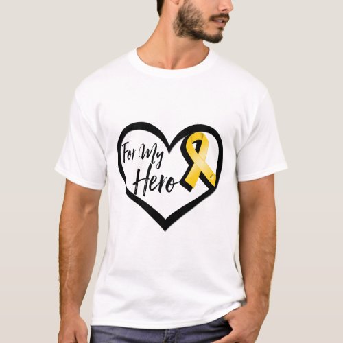 Gold Awareness Ribbon For My Hero T_Shirt