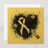 Gold Awareness Ribbon Grunge Heart (Front/Back)