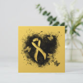 Gold Awareness Ribbon Grunge Heart (Standing Front)