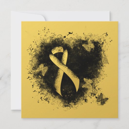Gold Awareness Ribbon Grunge Heart (Front)
