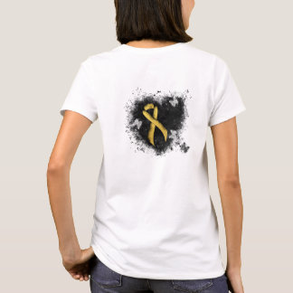 Gold Awareness Ribbon Grunge Heart T-Shirt