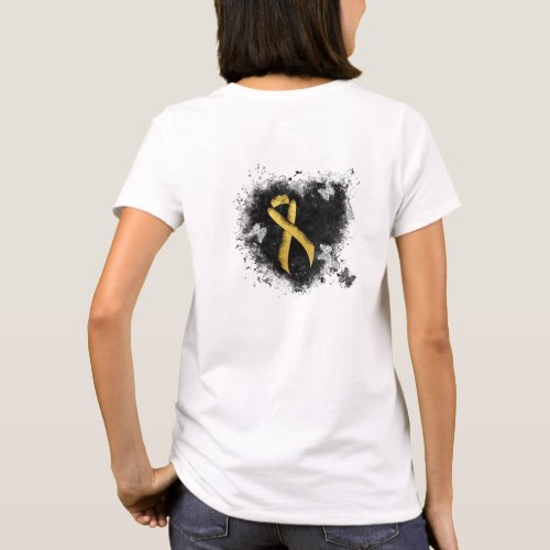 Gold Awareness Ribbon Grunge Heart T_Shirt
