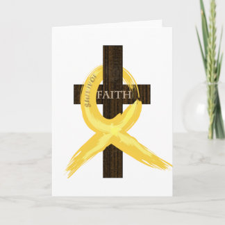 Gold Awareness Ribbon on Cross Card