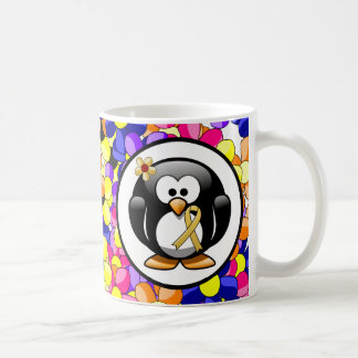 Gold Awareness Ribbon Penguin Coffee Mug