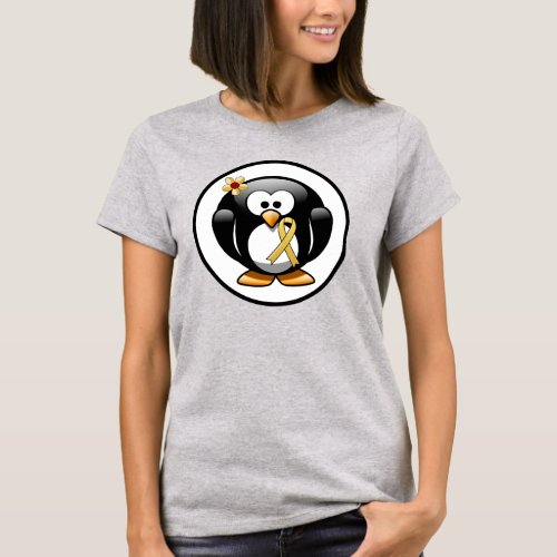 Gold Awareness Ribbon Penguin T_Shirt