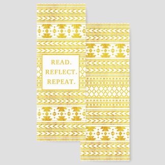 Gold Aztec Boho Tribal Pattern Book Reading Quote Bookmarks