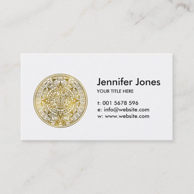 Gold  Aztec Inca Mayan Calendar Business Card (Front)