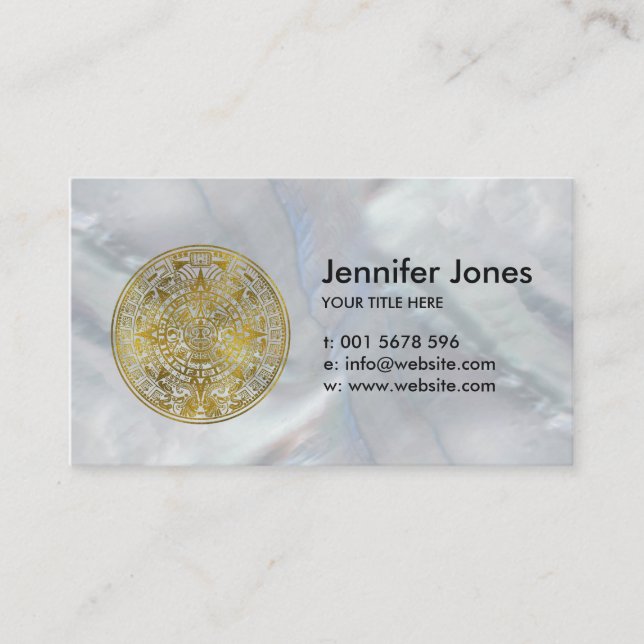 Gold  Aztec Inca Mayan Calendar Business Card (Front)