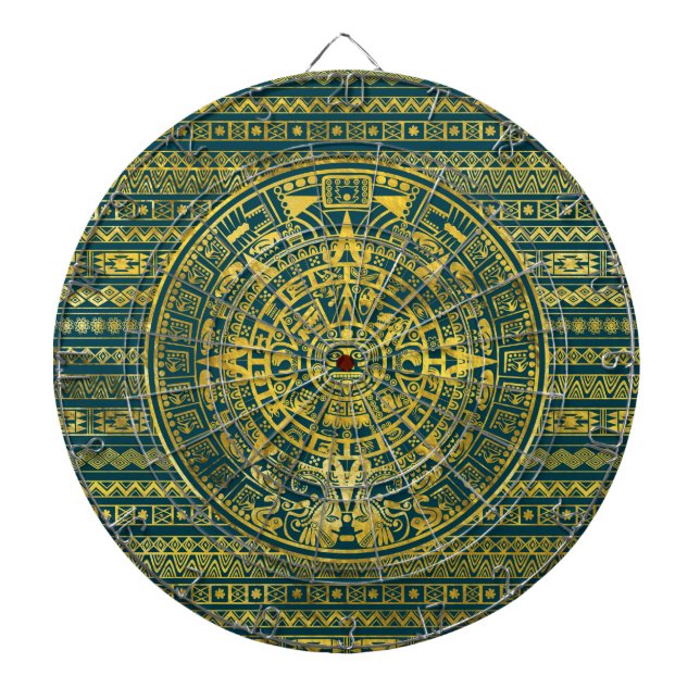 Gold  Aztec Inca Mayan Calendar Dartboard (Front)