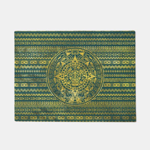 Gold  Aztec Inca Mayan Calendar Doormat