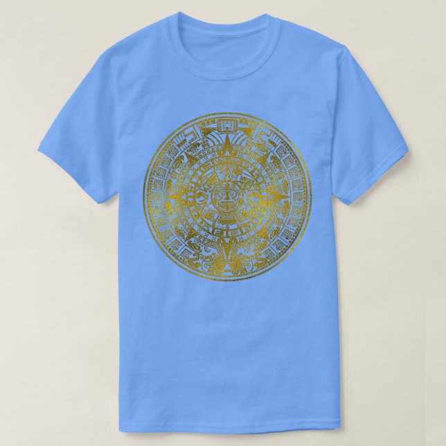 Gold Aztec Inca Mayan Calendar  T-Shirt (Design Front)