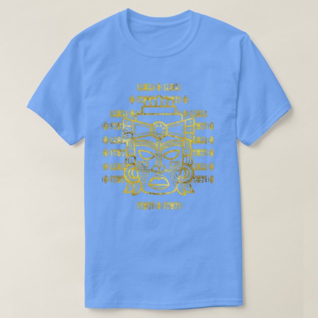 Gold Aztec Inca Mayan Mask  T-Shirt (Design Front)