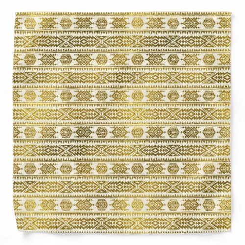 Gold  Aztec Peruvian Tribal Pattern Bandana