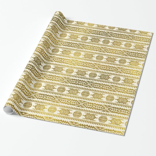 Gold Aztec Peruvian Tribal Pattern Wrapping Paper | Zazzle.com