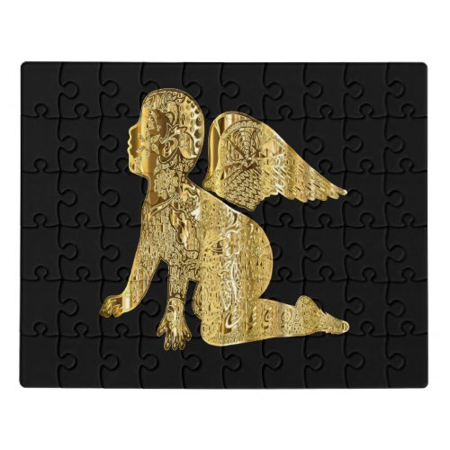 Gold baby angel jigsaw puzzle