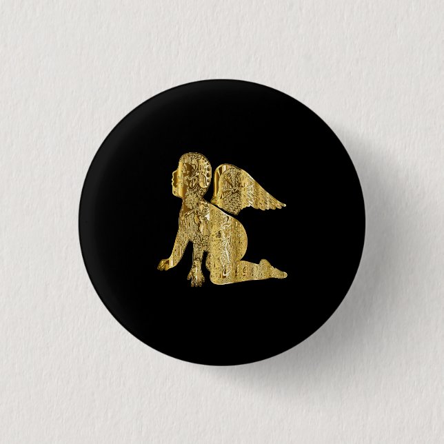 Gold baby angel pinback button (Front)