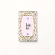 Gold Baby Blush Pink Glitter Princess Filigree Light Switch Cover