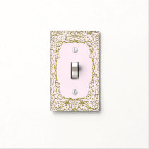 Gold Baby Blush Pink Glitter Princess Filigree Light Switch Cover
