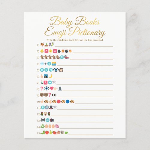 Gold Baby Books Emoji Pictionary Game