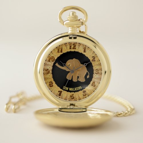 Gold baby elephant design Monogram Pocket Watch