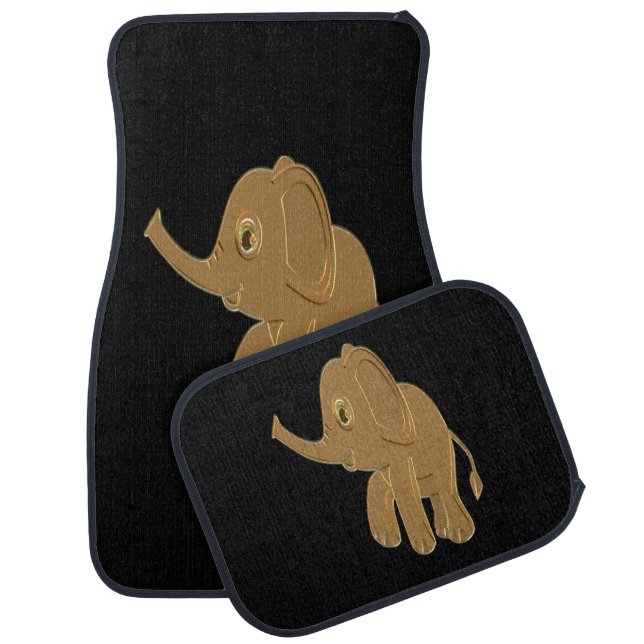Gold baby elephant looking into the sky car mat (Set)