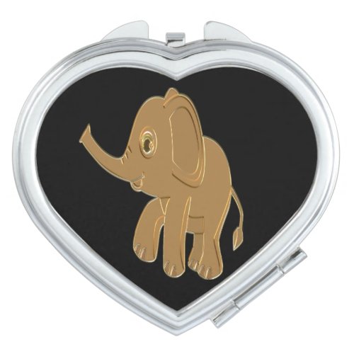 Gold baby elephant looking into the sky compact mirror